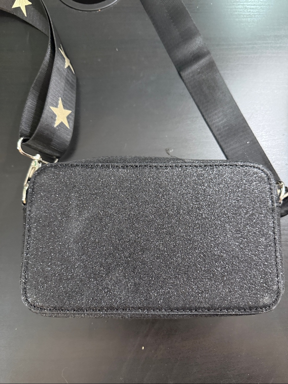 Black Star Crossbody Bag with Patterned Strap - Picture 8 of 12
